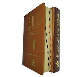 Bíblia Sagrada Letra Gigante Capa Luxo Marrom Claro NTLH - SBB