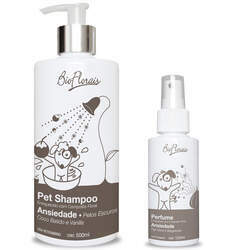 Kit Banho Cachorro Tratamento Ansiedade Pelos Escuros: Shampoo e Perfume Bioflorais