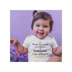 Body de Bebê ou Camiseta Gerado na Barriga da Mamãe e no Coração da Dinda