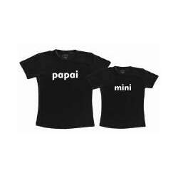 Kit Camisetas Pretas 100% Algodão Dia dos Pais Papai e Mini