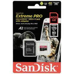 MICROSDXC Sandisk 400GB Extreme Pro A2 170Mb/s com adaptador