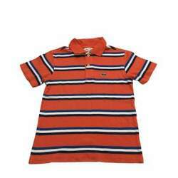 Camisa polo laranja listras Lacoste 8 anos