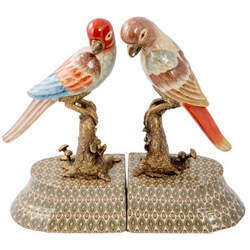 Aparador de Livros Decorativo de Porcelana e Bronze Birds
