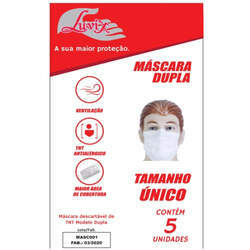 Máscara Dupla Descartável com Elástico Branca 25 Unidades