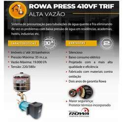 Pressurizador Rowa MAX PRESS 410 VF 4,0CV Trifásico Até 10 banheiros