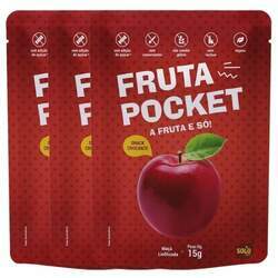 Maçã Liofilizado Fruta Pocket 100% Natural contendo 3 pacotes de 20g cada