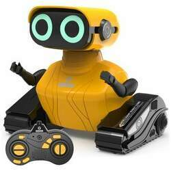 Robô Interativo com Controle Remoto, Olhos LED que Brilham, Música e Dança, 3 Anos, GILOBABY, Amarelo