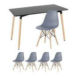 Mesa de jantar retangular Eames 60 x 120 cm preto 4 cadeiras Eiffel DSW