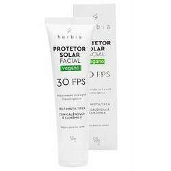 Herbia Protetor Solar Facial Natural e Vegano Para Pele Mista ou Seca FPS 30 UVA/UVB 50g
