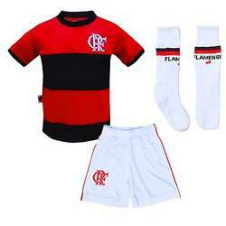 Uniforme Infantil Flamengo Shorts e Meião Branco Oficial
