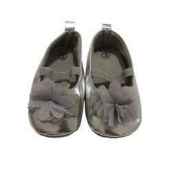 Sapato prateado flor de tecido elástico cinzas n 19