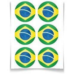 Adesivo Especial Redondo Bandeira do Brasil - 12 Un