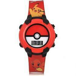 Relógio Digital de Quartzo para Crianças de 5 até 15 Anos, Pokemon, Vermelho