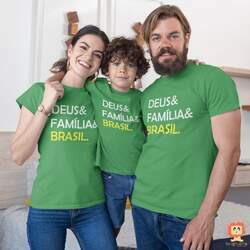 Kit Camisetas Deus, Família e Brasil