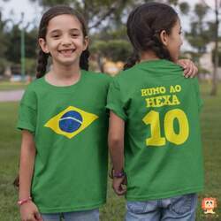 Camiseta Infantil ou Body Bandeira do Brasil Frente x Costas
