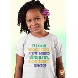 Camiseta Infantil ou Body Brasileiro Com Muito Orgulho