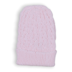 Gorro de tricot trança rosa/G