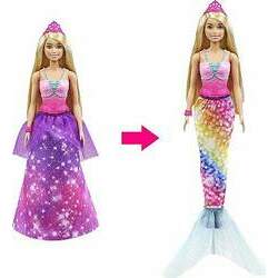 Boneca Barbie 2 Em 1 - Vestido Magico C Saia E Cauda Sereia