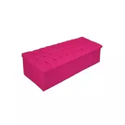 Calçadeira Recamier Estofada Baú Mel Capitonê 140 cm Suede Pink Quarto - AM Decor