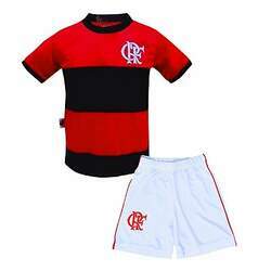 Uniforme Infantil Flamengo Listrado Shorts Branco Oficial