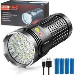 Renking Lanterna 1000LM, 4 Modos de Luz, com USB, à Prova D'Água IPX65, Preta
