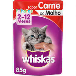 Ração Úmida Sachê Whiskas Carne ao Molho para Gatos Filhotes - 85g