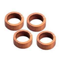 Jogo anéis de guardanapo de madeira Woodart Teca 4 peças