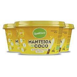Kit 3 Manteiga de Coco Qualicoco 200g Natural com Sal
