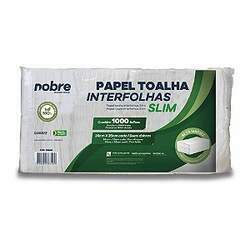 Papel Toalha Interfolhado 20X20cm Folha Simples 100% Celulose Nobre Slim PCT/1 000