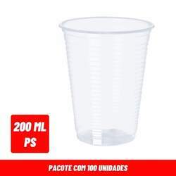 Copo p/ água 200 Ml Totalplast transparente P S c/100