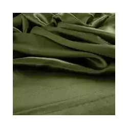 Tecido Cetim de Seda Pura Verde Oliva Escuro