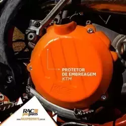 Protetor Tampa da Embreagem KTM Sx/Exc 2T 250/300 17-22 Laranja - Race Pro Parts