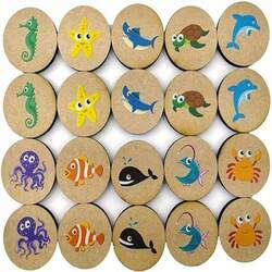 Jogo da Memória Fundo do Mar - Brinquedo Educativo em Madeira - Elefante Colorido Brinquedos Educativos
