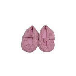 Sapato de crochê rosa liso n 14-15