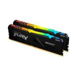 Memória Kingston Fury Beast, RGB, 16GB (2x8GB), 3733MHz, DDR4, CL19, Preto - KF437C19BBAK2/16