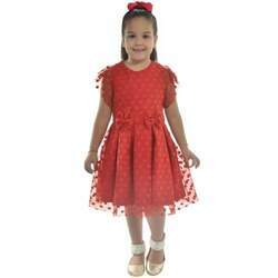 Vestido Vermelho Infantil Tule Poá - Batizado, Casamento e Formatura