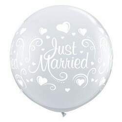 Balão Qualatex 3 - Transparente - Just Married-Flores A-R - 2 Un