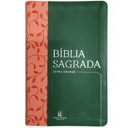 Bíblia Sagrada Folhagem NVI Letra Grande Capa Verde e Rosa