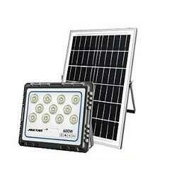 Refletor Painel Solar 600W LED Bateria Litio Recarregável Com Controle Branco Frio IP67