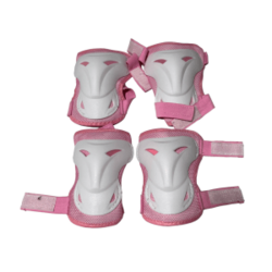 Kit de proteção joelheira e munhequeira rosa e branco