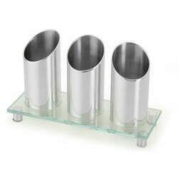 Porta-talheres de mesa em vidro e alumínio Forma Collection 24x16x8,5cm
