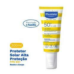 Protetor Solar Mustela Infantil e Adulto Rosto e Corpo Fps50 200ml