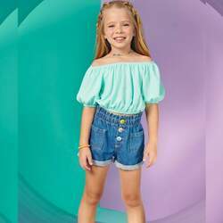 Shorts Infantil Menina Verão em Jeans Arkansas Smile Tam 6 a 14 - Infanti