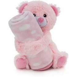 cobertor com bichinho de pelucia ursinho rosa loani