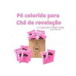 Pó Colorido Zim Color para Chá de Revelação Rosa c/ 5 unid