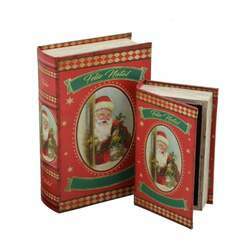 Caixa Livro Papai Noel Kit com 2 peças Vintage 27cm Espressione Christmas