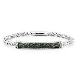 Bracelete de Prata com Diamantes Verdes Aprox 65 pts
