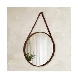Espelho Decorativo Adnet Redondo 60cm Marrom/Café - In House Decor