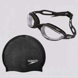 Kit Speedo Touca e Óculos de Natação Hydrovision Preto
