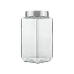 Pote quadrado em vidro Invicta Collection 2,2 litros prata